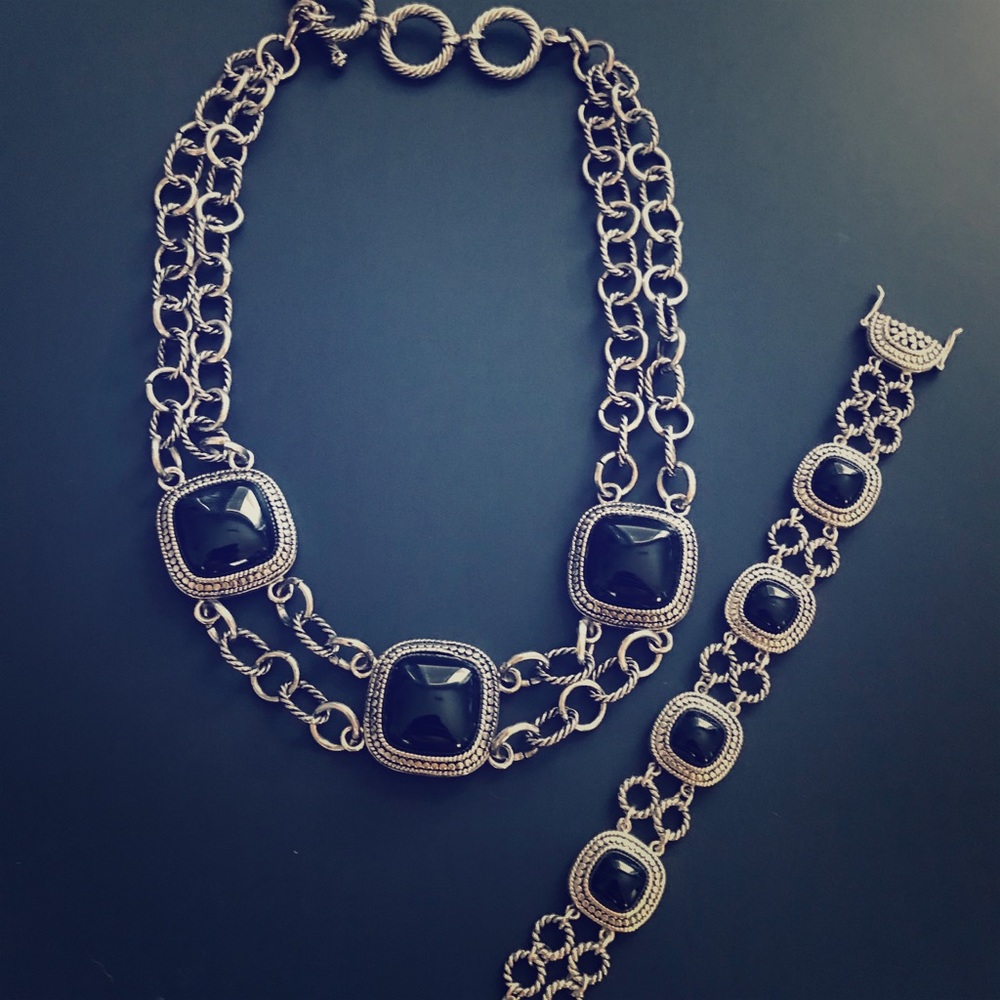 Park Lane Chunky Black Necklace Set w/ Bracelet